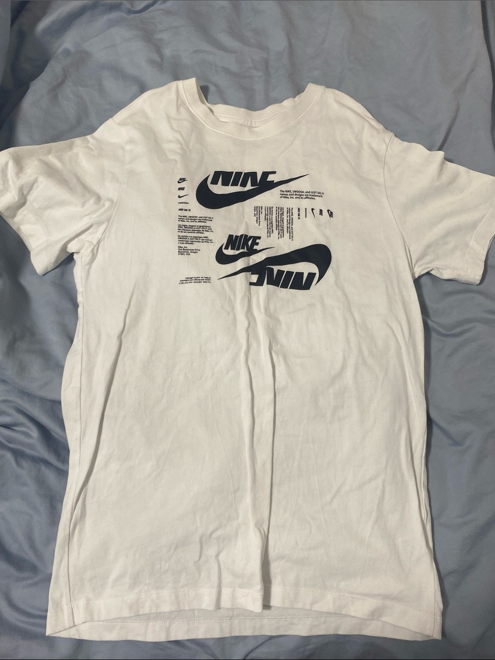 Nike White Short-Sleeve T-Shirt with Black Graphic Logos